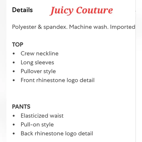 Juicy Couture 2- Piece Set Rhinestone Logo Pink Velour Long Sleeve & Joggers - Picture 2 of 6